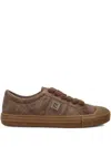 Fendi Domino Suede Logo Sneakers In Brown