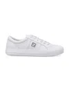 Fendi White Leather Domino Sneakers In White