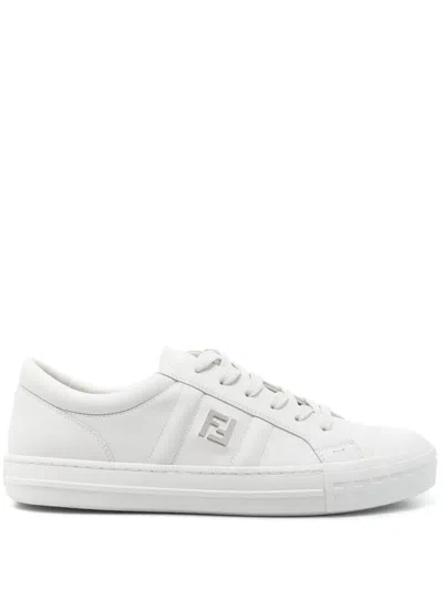 Fendi Domino White Leather Sneaker In Bianco Uomo