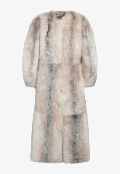 Fendi Dorsato Shearling Coat In Gray
