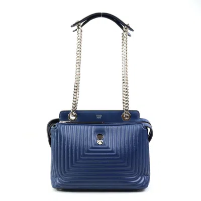Pre-owned Fendi Dotcom Blue Navy Leather Shoulder Bag () In Blue, Navy
