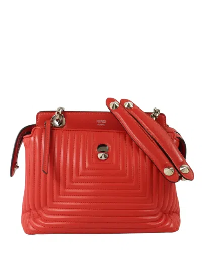 Pre-owned Fendi Dotcom Click Shoulder Bag In Red