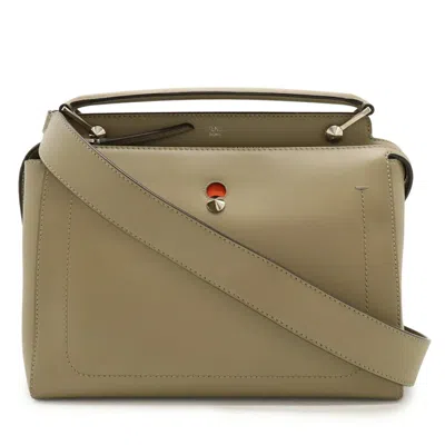Pre-owned Fendi Dotcom Grayish Leather Handbag Shoulder Bag ()