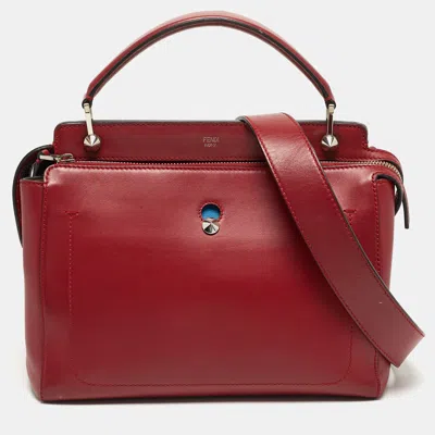 Pre-owned Fendi Dotcom Large Red Leather Top Handle Bag