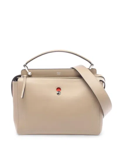 Pre-owned Fendi Dotcom Leather Tote Bag In Neutral