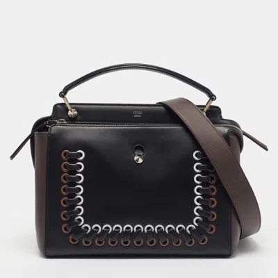 Pre-owned Fendi Dotcom Whipstitch Multicolor Leather Top Handle Bag