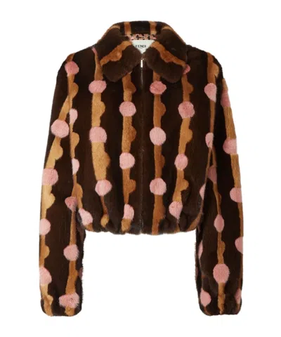 Fendi Dots Brown Mink Jacket