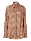 Fendi Micro Dots Long Sleeve Silk Shirt Shirts Multicolor In Brown