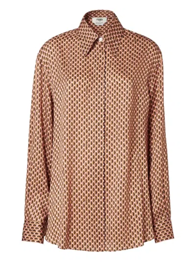 FENDI DOTS-JACQUARD SILK SHIRT
