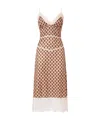 Fendi Dots Pink Jacquard Silk And Lace Dress In Brown