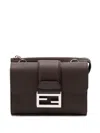 Fendi Double Baguette Leather Messenger Bag In Brown