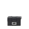 Fendi Baguette Double Leather Crossbody Bag In Black