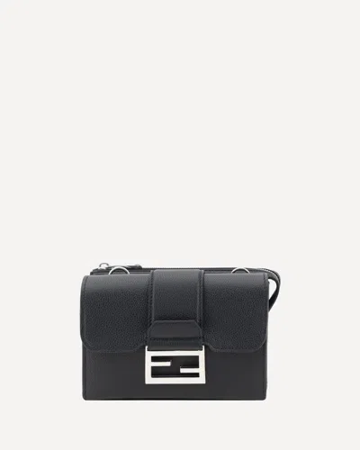 Fendi Men Double Baguette Shoulder Bag In Black