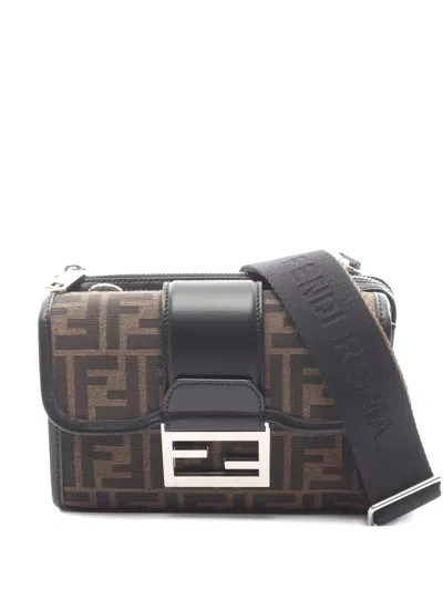 Pre-owned Fendi Double Baguette Shoulder Bag In Brown