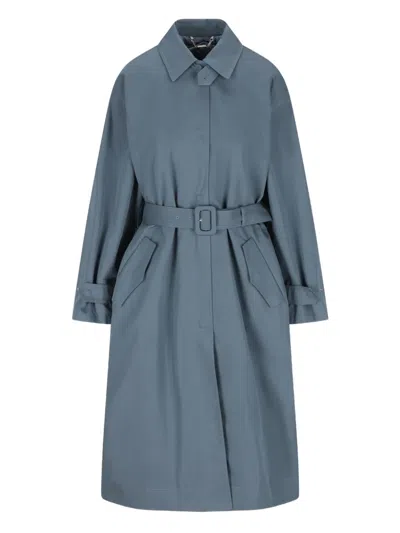 Fendi Double-belted Quilted Coat In Blue