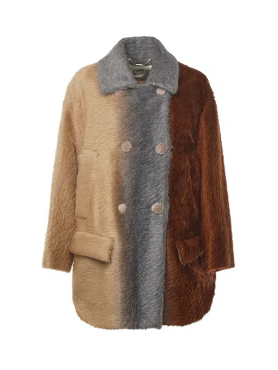Fendi Double-breasted Alpaca And Wool Coat In Multi