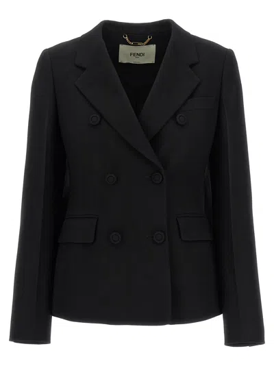 Fendi Double-breasted Blazer Blazer And Suits In Black