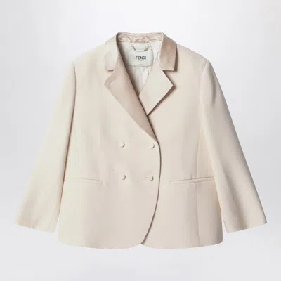 Fendi Single-breasted Wool Blazer In Neutral