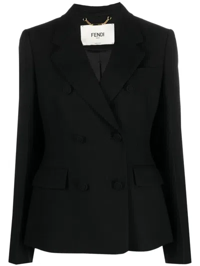Fendi Women Double-breasted Blazer In Black