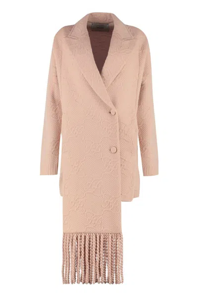 Fendi Double-breasted Knit Jacket In Pink