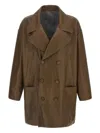 Fendi Double-breasted Leather Coat Coats And Trench Coats Brown In Brown