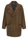 Fendi Double-breasted Leather Coat Coats And Trench Coats Brown In Brown