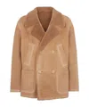 Fendi Double-breasted Leather Jacket In Brown