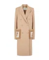 Fendi Double-breasted Long Coat In Nude