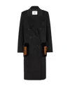Fendi Straight-fit Midi Coat With Side Slits At The Bottom In Black
