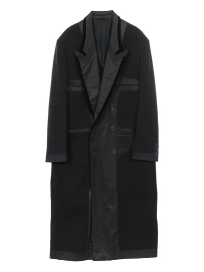 Pre-owned Fendi Double-breasted Wool Coat In Black