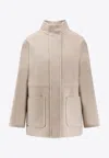 Fendi Double-breasted Wool Coat In Neutral