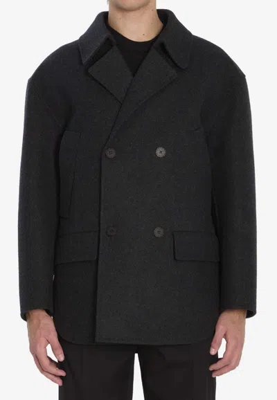 FENDI DOUBLE-BREASTED WOOL PEA COAT
