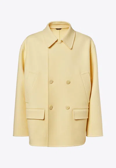 FENDI DOUBLE-BREASTED WOOL PEA COAT