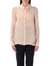 Fendi Double Layer Shirt With Embroidered Top In Pink