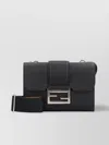 Fendi Baguette Double Leather Crossbody Bag In Black