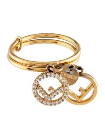 Pre-owned Fendi Double Logo Cocktail Ring In Multicolor