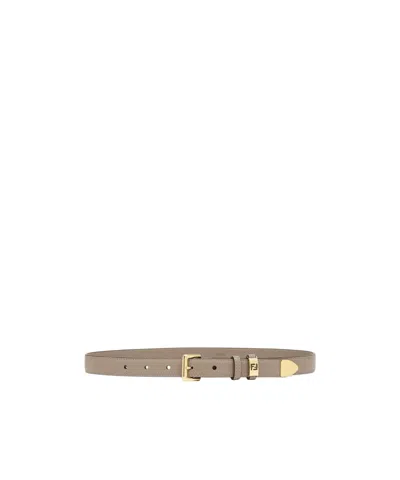 Fendi Double Ring Square Buckle Waist Belt In Nude