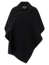 Fendi Double Wool Cape In Black