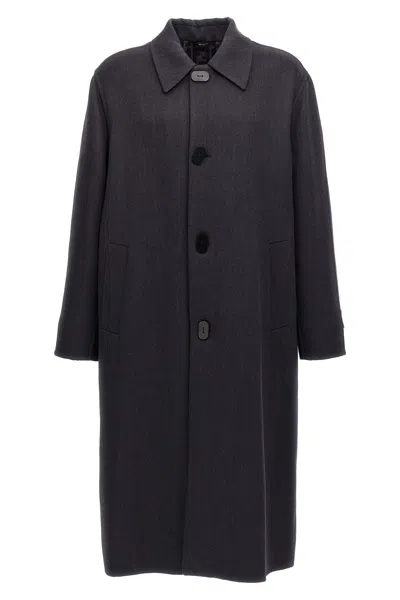 Fendi Double Wool Coat In Black