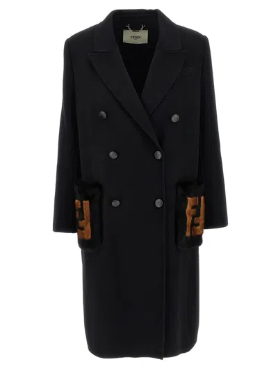Fendi 'double Wool' Coat In Black