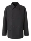 Fendi Double-breasted Wool Caban Coat In Gray
