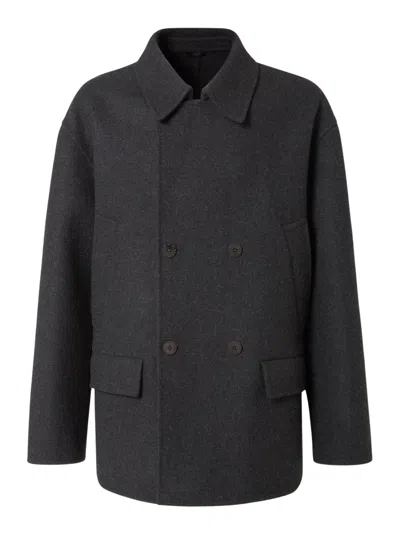 Fendi Double-breasted Coat In Gray