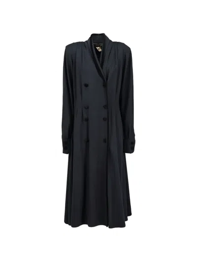 Pre-owned Fendi Double-breasted Shawl-lapel Coat In Black