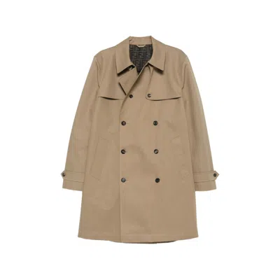 Fendi Double-breasted Trench Coat In Brown