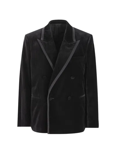 Fendi Double-breasted Velvet Jacket In Black