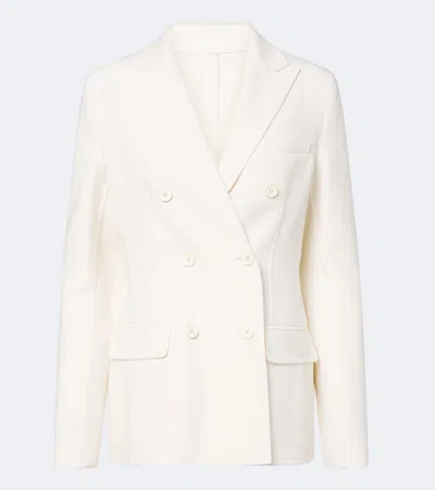 Fendi Double-breasted Virgin Wool Blazer In White