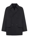 Fendi Double-breasted Wool Caban Coat In Black