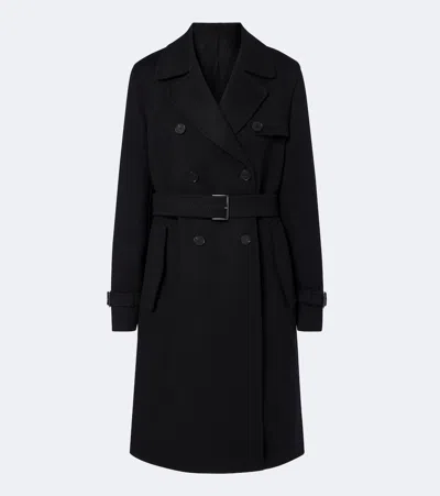 Fendi Double-breasted Wool Coat In Black