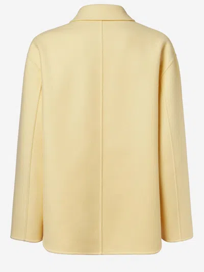 Fendi Double-breasted Wool Coat In Cream