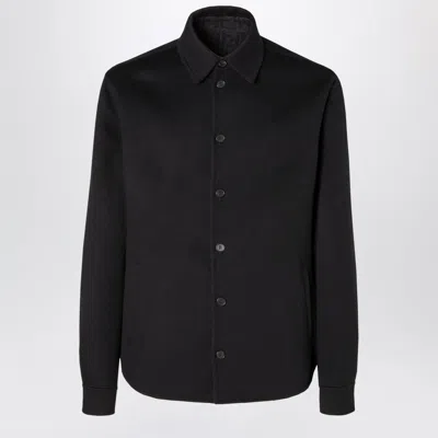 Fendi Double-faced Wool & Silk Blouson Jacket With Zucca Interior Motif In Black